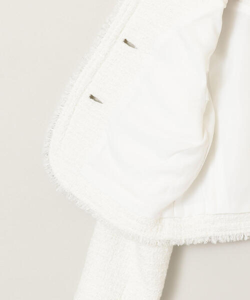 green label relaxing（グリーンレーベルリラクシング）の「ラメツイード ノーカラージャケット（ノーカラージャケット・キッズ・ネイビー/オフホワイト/ライトブルー・125/135/115）」の13枚目の写真