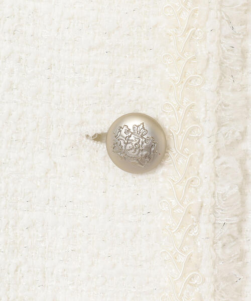 green label relaxing（グリーンレーベルリラクシング）の「ラメツイード ノーカラージャケット（ノーカラージャケット・キッズ・ネイビー/オフホワイト/ライトブルー・125/135/115）」の14枚目の写真