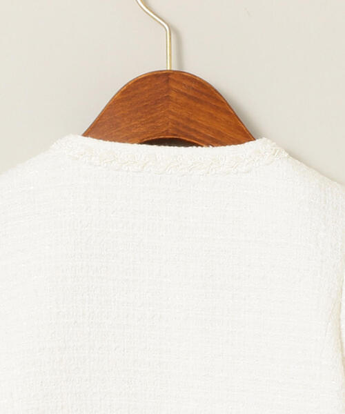 green label relaxing（グリーンレーベルリラクシング）の「ラメツイード ノーカラージャケット（ノーカラージャケット・キッズ・ネイビー/オフホワイト/ライトブルー・125/135/115）」の4枚目の写真