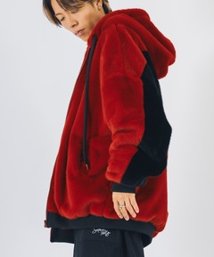 ブランド古着】赤フラノノーカラーダブルウールロングコート（ノー