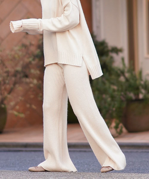 TRUNC（トランクエイティーエイト）の「Rib Knit Wide Toned legs Pants（その他パンツ・レディース・アイボリー/ライトグレー/ダークブラウン・FREE）」の2枚目の写真