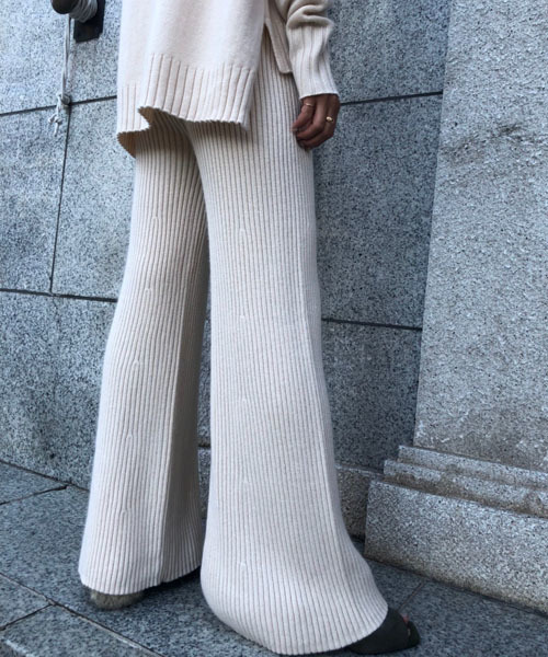TRUNC（トランクエイティーエイト）の「Rib Knit Wide Toned legs Pants（その他パンツ・レディース・アイボリー/ライトグレー/ダークブラウン・FREE）」の8枚目の写真