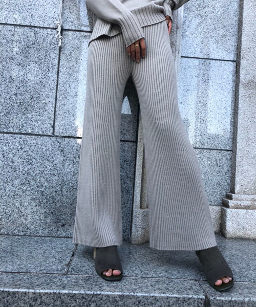 TRUNC（トランクエイティーエイト）の「Rib Knit Wide Toned legs Pants（その他パンツ・レディース・アイボリー/ライトグレー/ダークブラウン・FREE）」の12枚目の写真