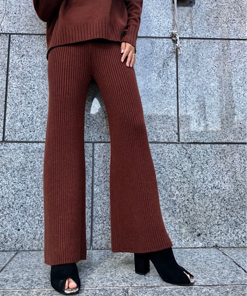 TRUNC（トランクエイティーエイト）の「Rib Knit Wide Toned legs Pants（その他パンツ・レディース・アイボリー/ライトグレー/ダークブラウン・FREE）」の11枚目の写真