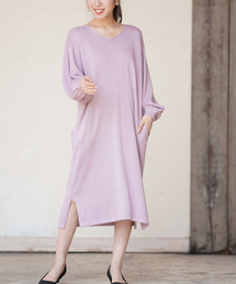 rps | ボリューム袖ＶネックニットＯＰ(ワンピース)