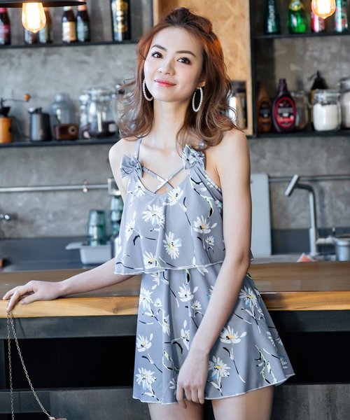 水着 ダスティカラー花柄バッククロスフレアワンピ 水着 Teddyshop テディショップ のファッション通販 Zozotown