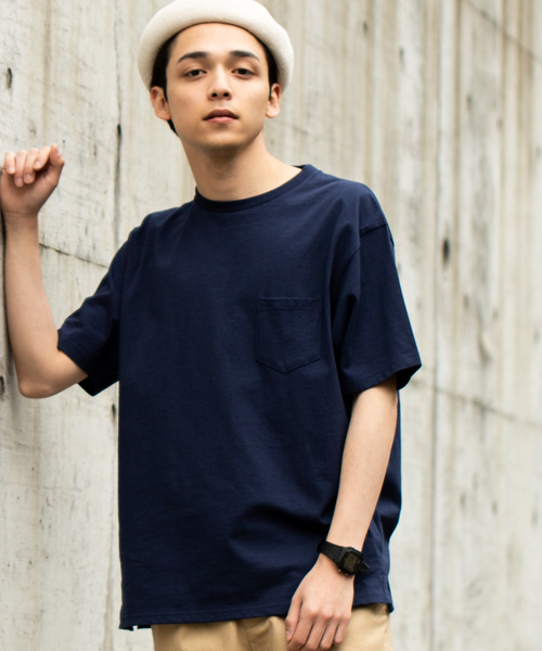 WEGO（ウィゴー）の「WEGO/USAコットンクルーネックポケットTシャツ（Tシャツ/カットソー・メンズ・ホワイト/ブラック/カーキ/ライトパープル/ネイビー/ベージュ/サックスブルー/レッド/ベージュ系その他/パープル/ダークグリーン/ワイン/ブラウン・LARGE/SMALL/MEDIUM）」の8枚目の写真