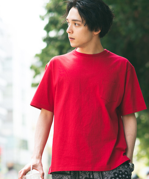 WEGO（ウィゴー）の「WEGO/USAコットンクルーネックポケットTシャツ（Tシャツ/カットソー・メンズ・ホワイト/ブラック/カーキ/ライトパープル/ネイビー/ベージュ/サックスブルー/レッド/ベージュ系その他/パープル/ダークグリーン/ワイン/ブラウン・LARGE/SMALL/MEDIUM）」の12枚目の写真