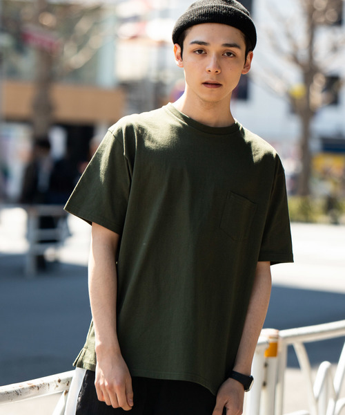 WEGO（ウィゴー）の「WEGO/USAコットンクルーネックポケットTシャツ（Tシャツ/カットソー・メンズ・ホワイト/ブラック/カーキ/ライトパープル/ネイビー/ベージュ/サックスブルー/レッド/ベージュ系その他/パープル/ダークグリーン/ワイン/ブラウン・LARGE/SMALL/MEDIUM）」の7枚目の写真
