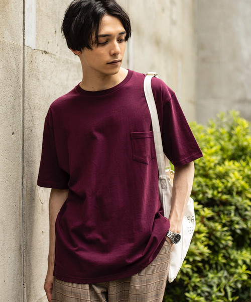 WEGO（ウィゴー）の「WEGO/USAコットンクルーネックポケットTシャツ（Tシャツ/カットソー・メンズ・ホワイト/ブラック/カーキ/ライトパープル/ネイビー/ベージュ/サックスブルー/レッド/ベージュ系その他/パープル/ダークグリーン/ワイン/ブラウン・LARGE/SMALL/MEDIUM）」の13枚目の写真