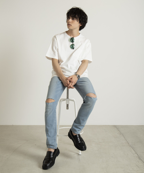 WEGO（ウィゴー）の「WEGO/USAコットンクルーネックポケットTシャツ（Tシャツ/カットソー・メンズ・ホワイト/ブラック/カーキ/ライトパープル/ネイビー/ベージュ/サックスブルー/レッド/ベージュ系その他/パープル/ダークグリーン/ワイン/ブラウン・LARGE/SMALL/MEDIUM）」の18枚目の写真