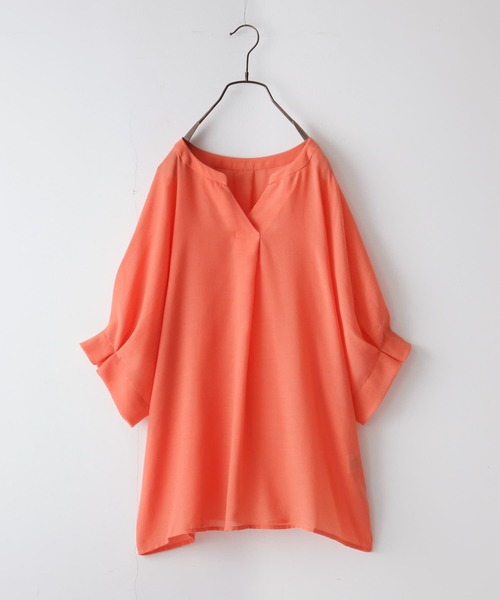 n'OrLABEL（ノアールレーベル）の「『洗練タックデザインブラウス』（シャツ/ブラウス・レディース・ホワイト/ブラック/オレンジ系その他/カーキオリーブ・FREE）」の4枚目の写真