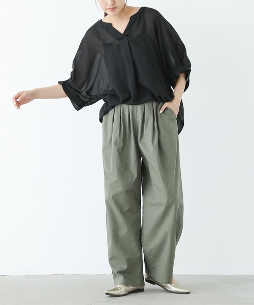 n'OrLABEL（ノアールレーベル）の「『洗練タックデザインブラウス』（シャツ/ブラウス・レディース・ホワイト/ブラック/オレンジ系その他/カーキオリーブ・FREE）」の19枚目の写真