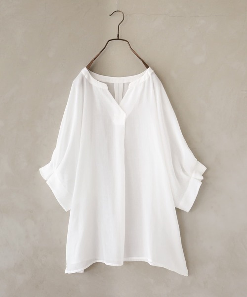 n'OrLABEL（ノアールレーベル）の「『洗練タックデザインブラウス』（シャツ/ブラウス・レディース・ホワイト/ブラック/オレンジ系その他/カーキオリーブ・FREE）」の5枚目の写真