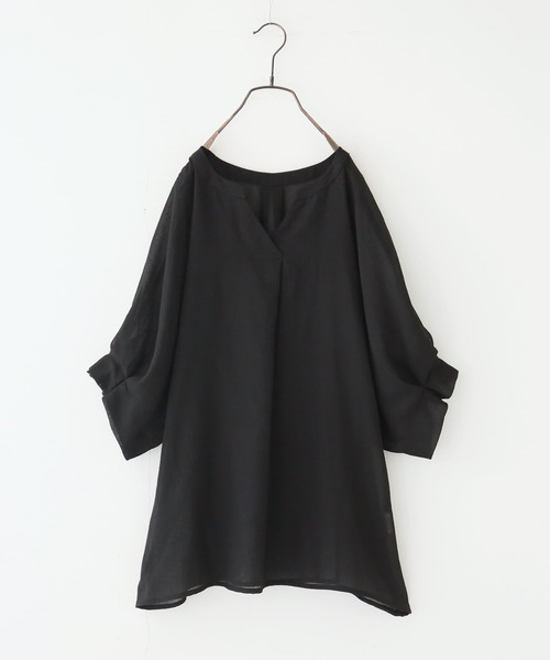 n'OrLABEL（ノアールレーベル）の「『洗練タックデザインブラウス』（シャツ/ブラウス・レディース・ホワイト/ブラック/オレンジ系その他/カーキオリーブ・FREE）」の6枚目の写真