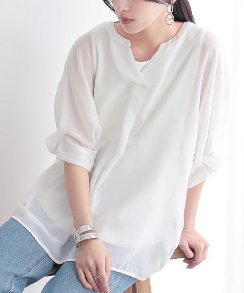 n'OrLABEL（ノアールレーベル）の「『洗練タックデザインブラウス』（シャツ/ブラウス・レディース・ホワイト/ブラック/オレンジ系その他/カーキオリーブ・FREE）」の16枚目の写真