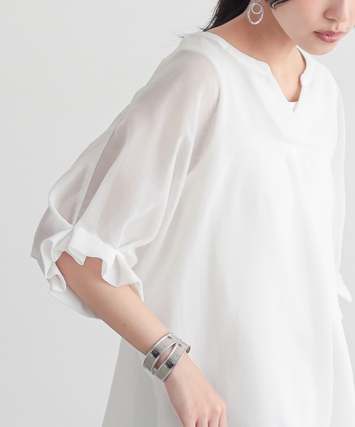 n'OrLABEL（ノアールレーベル）の「『洗練タックデザインブラウス』（シャツ/ブラウス・レディース・ホワイト/ブラック/オレンジ系その他/カーキオリーブ・FREE）」の15枚目の写真