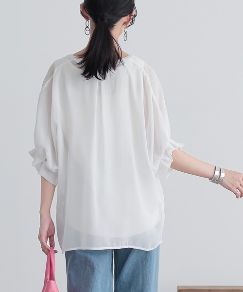 n'OrLABEL（ノアールレーベル）の「『洗練タックデザインブラウス』（シャツ/ブラウス・レディース・ホワイト/ブラック/オレンジ系その他/カーキオリーブ・FREE）」の14枚目の写真