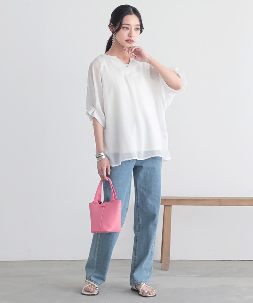 n'OrLABEL（ノアールレーベル）の「『洗練タックデザインブラウス』（シャツ/ブラウス・レディース・ホワイト/ブラック/オレンジ系その他/カーキオリーブ・FREE）」の12枚目の写真