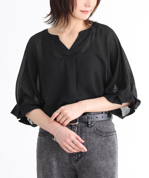 n'OrLABEL（ノアールレーベル）の「『洗練タックデザインブラウス』（シャツ/ブラウス・レディース・ホワイト/ブラック/オレンジ系その他/カーキオリーブ・FREE）」の21枚目の写真