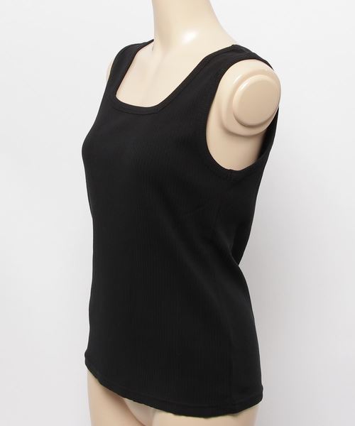 DISCOAT(ディスコート)の「リブスクエアネックノースリタンクトップ(タンクトップ・レディース・アイボリー/ベージュ/レッド系その他/ブラック・FREE)」の5枚目の写真