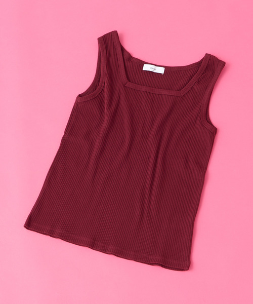 DISCOAT(ディスコート)の「リブスクエアネックノースリタンクトップ(タンクトップ・レディース・アイボリー/ベージュ/レッド系その他/ブラック・FREE)」の4枚目の写真