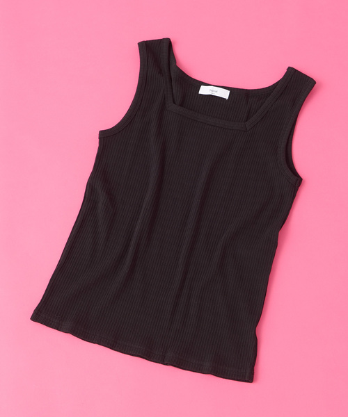 DISCOAT(ディスコート)の「リブスクエアネックノースリタンクトップ(タンクトップ・レディース・アイボリー/ベージュ/レッド系その他/ブラック・FREE)」の1枚目の写真