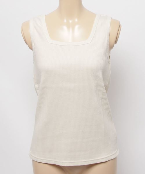 DISCOAT(ディスコート)の「リブスクエアネックノースリタンクトップ(タンクトップ・レディース・アイボリー/ベージュ/レッド系その他/ブラック・FREE)」の7枚目の写真