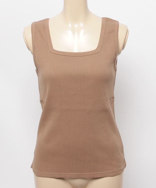 DISCOAT(ディスコート)の「リブスクエアネックノースリタンクトップ(タンクトップ・レディース・アイボリー/ベージュ/レッド系その他/ブラック・FREE)」の9枚目の写真