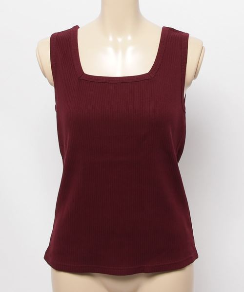 DISCOAT(ディスコート)の「リブスクエアネックノースリタンクトップ(タンクトップ・レディース・アイボリー/ベージュ/レッド系その他/ブラック・FREE)」の10枚目の写真