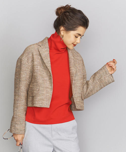 BEAUTY&YOUTH UNITED ARROWS(ビューティアンドユースユナイテッドアローズ)の「BY ツイードショートジャケットо(テーラードジャケット)」|ベージュ