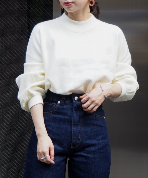 tiptop（ティップトップ）の「[新色登場]総針ボリューム袖ハイネックプルオーバー（ニット/セーター・レディース・ブラック/ベージュ/パープル/アイボリー/グレイッシュベージュ/ブルー/スモークピンク/ダークグレー/モカ/ダークブルー/グリーン・FREE）」の13枚目の写真