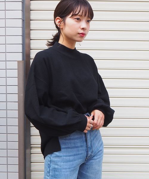 tiptop（ティップトップ）の「[新色登場]総針ボリューム袖ハイネックプルオーバー（ニット/セーター・レディース・ブラック/ベージュ/パープル/アイボリー/グレイッシュベージュ/ブルー/スモークピンク/ダークグレー/モカ/ダークブルー/グリーン・FREE）」の12枚目の写真