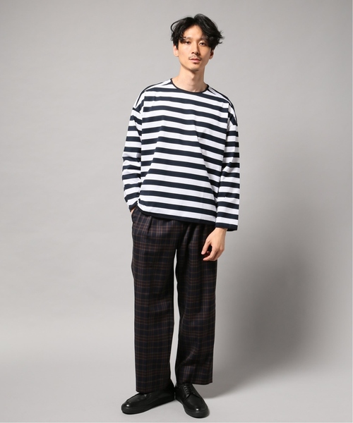 EDIFICE LA BOUCLE（エディフィスラブークル）の「【EDIFICE LA BOUCLE / ラブ―クル】クルーネックロングスリーブ ボーダーワイド（Tシャツ/カットソー・メンズ・ブラック/ネイビー・44/46/48）」の5枚目の写真