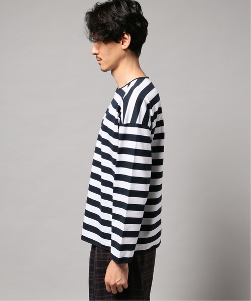 EDIFICE LA BOUCLE（エディフィスラブークル）の「【EDIFICE LA BOUCLE / ラブ―クル】クルーネックロングスリーブ ボーダーワイド（Tシャツ/カットソー・メンズ・ブラック/ネイビー・44/46/48）」の7枚目の写真