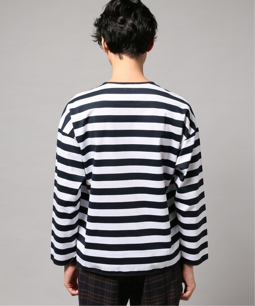 EDIFICE LA BOUCLE（エディフィスラブークル）の「【EDIFICE LA BOUCLE / ラブ―クル】クルーネックロングスリーブ ボーダーワイド（Tシャツ/カットソー・メンズ・ブラック/ネイビー・44/46/48）」の9枚目の写真