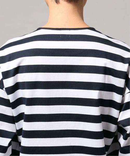 EDIFICE LA BOUCLE（エディフィスラブークル）の「【EDIFICE LA BOUCLE / ラブ―クル】クルーネックロングスリーブ ボーダーワイド（Tシャツ/カットソー・メンズ・ブラック/ネイビー・44/46/48）」の3枚目の写真