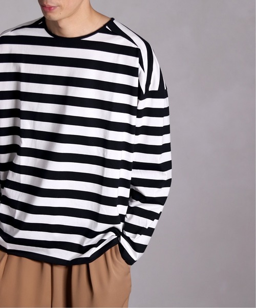 EDIFICE LA BOUCLE（エディフィスラブークル）の「【EDIFICE LA BOUCLE / ラブ―クル】クルーネックロングスリーブ ボーダーワイド（Tシャツ/カットソー・メンズ・ブラック/ネイビー・44/46/48）」の16枚目の写真