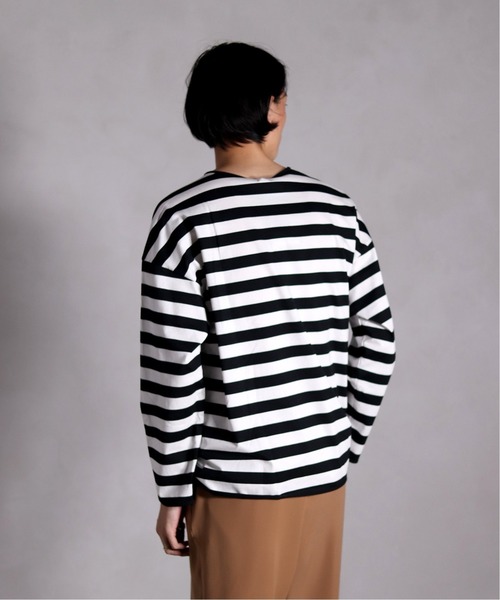 EDIFICE LA BOUCLE（エディフィスラブークル）の「【EDIFICE LA BOUCLE / ラブ―クル】クルーネックロングスリーブ ボーダーワイド（Tシャツ/カットソー・メンズ・ブラック/ネイビー・44/46/48）」の19枚目の写真