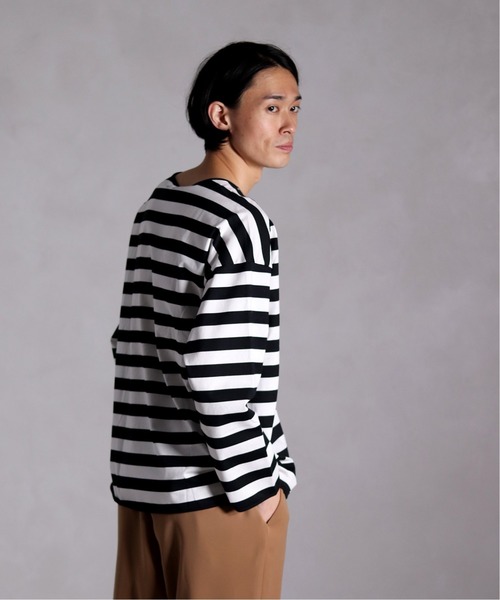 EDIFICE LA BOUCLE（エディフィスラブークル）の「【EDIFICE LA BOUCLE / ラブ―クル】クルーネックロングスリーブ ボーダーワイド（Tシャツ/カットソー・メンズ・ブラック/ネイビー・44/46/48）」の21枚目の写真