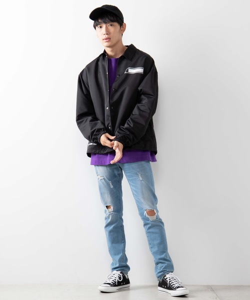WEGO（ウィゴー）の「WEGO/Spaceビッグシルエットコーチジャケット（ブルゾン・メンズ・パープル/ブラック・MEDIUM/LARGE）」の22枚目の写真