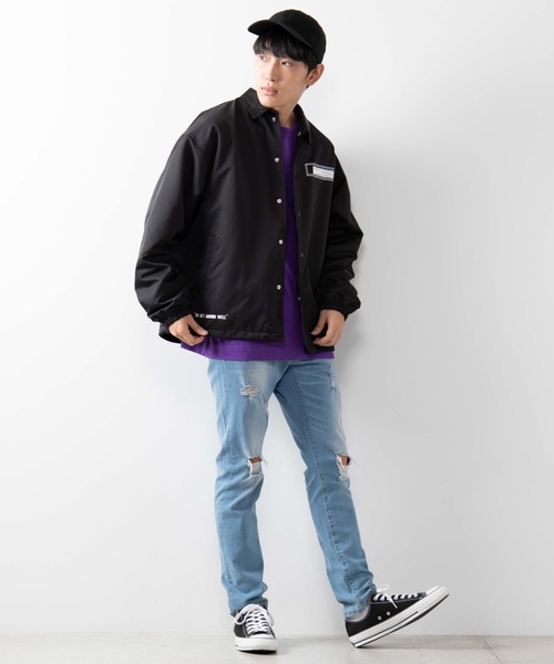 WEGO（ウィゴー）の「WEGO/Spaceビッグシルエットコーチジャケット（ブルゾン・メンズ・パープル/ブラック・MEDIUM/LARGE）」の12枚目の写真