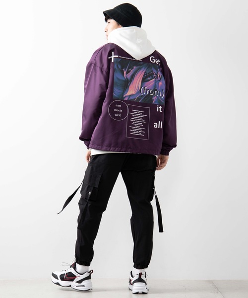 WEGO（ウィゴー）の「WEGO/Spaceビッグシルエットコーチジャケット（ブルゾン・メンズ・パープル/ブラック・MEDIUM/LARGE）」の11枚目の写真