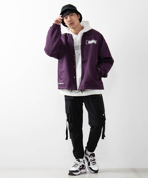 WEGO（ウィゴー）の「WEGO/Spaceビッグシルエットコーチジャケット（ブルゾン・メンズ・パープル/ブラック・MEDIUM/LARGE）」の9枚目の写真