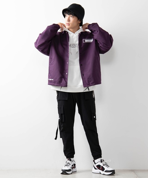 WEGO（ウィゴー）の「WEGO/Spaceビッグシルエットコーチジャケット（ブルゾン・メンズ・パープル/ブラック・MEDIUM/LARGE）」の8枚目の写真