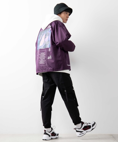 WEGO（ウィゴー）の「WEGO/Spaceビッグシルエットコーチジャケット（ブルゾン・メンズ・パープル/ブラック・MEDIUM/LARGE）」の7枚目の写真