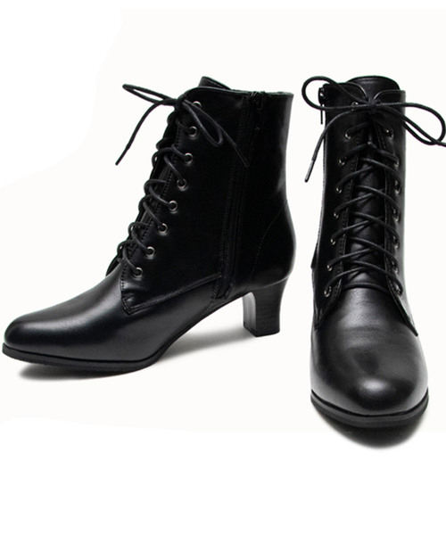 KYOETSU（キョウエツ）の「ショートブーツ（ブーツ・レディース・ブラック/アイボリー・23.5cm/24.5cm/25.5cm/23.0cm/24.0cm/25.0cm/26.0cm/22.5cm/22.0cm/21.5cm）」の3枚目の写真