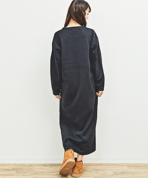 裏起毛スウェットワンピース マキシ丈 ルームウェア パジャマ ルームウェア Fashion パジャマ Fashion アンダーウェア Letter ファッションレター のファッション