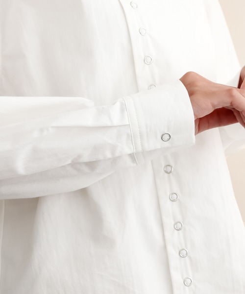 アシンメトリーリングスナップボタンシャツ3521 シャツ ブラウス Merlot Ikyu メルローイキュウ のファッション シャツ ブラウス トップス セール 激安通販