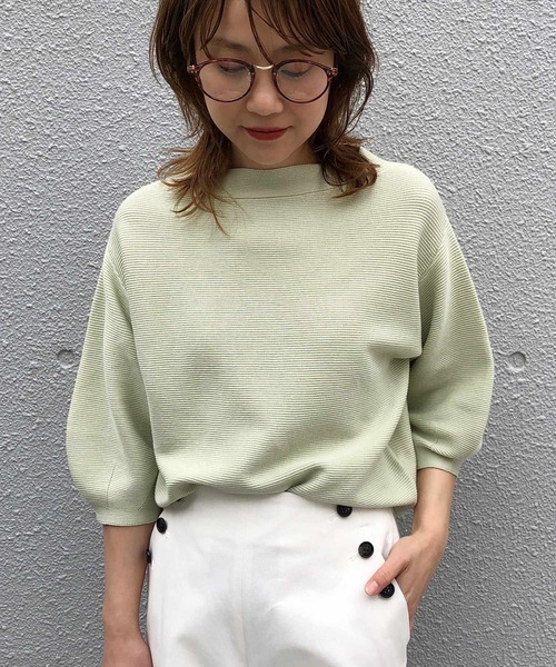PICCIN(ピッチン)の「ガーター編みボートネックプルオーバー(ニット/セーター・レディース・ベージュ/ブルー/グリーン・MEDIUM)」の3枚目の写真